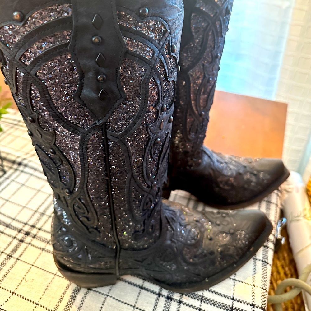 Corral black sparkly boots!
